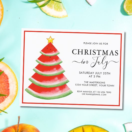 Weihnachten im Juli Watermelon-Party Einladungspostkarte