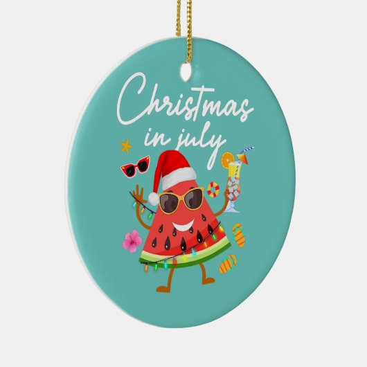 Weihnachten im Juli Watermelon Sommerurlaub Keramik Ornament (Rechts)