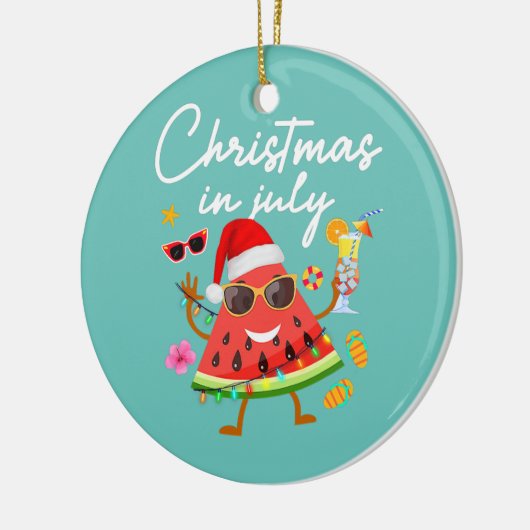 Weihnachten im Juli Watermelon Sommerurlaub Keramik Ornament (Links)