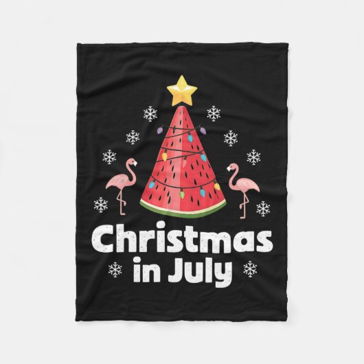Weihnachten im Juli Watermelon Tree Funny Flamingo Fleecedecke (Vorderseite)
