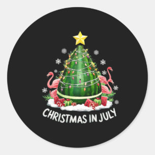 Weihnachten im Juli Watermelon Tree Funny Flamingo Runder Aufkleber