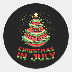 Weihnachten im Juli Watermelon Weihnachten Bäume S Runder Aufkleber