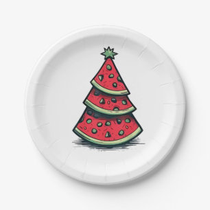 Weihnachten im Juli Watermelon Weihnachtsbaum Pappteller