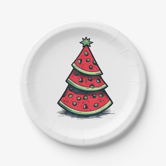 Weihnachten im Juli Watermelon Weihnachtsbaum Pappteller (Vorderseite)