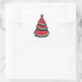 Weihnachten im Juli Watermelon Weihnachtsbaum Quadratischer Aufkleber (Tasche)