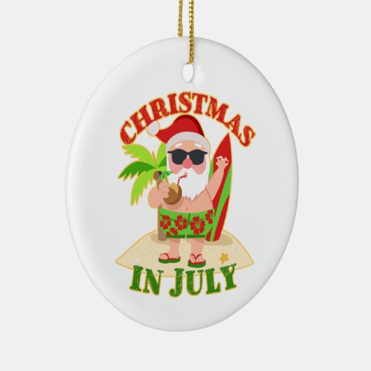 Weihnachten im Juli Weihnachten mit Surfboard Keramik Ornament (Rechts)