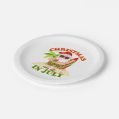 Weihnachten im Juli Weihnachten mit Surfboard Pappteller (Schrägansicht)