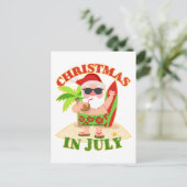 Weihnachten im Juli Weihnachten mit Surfboard Postkarte (Stehend Vorderseite)