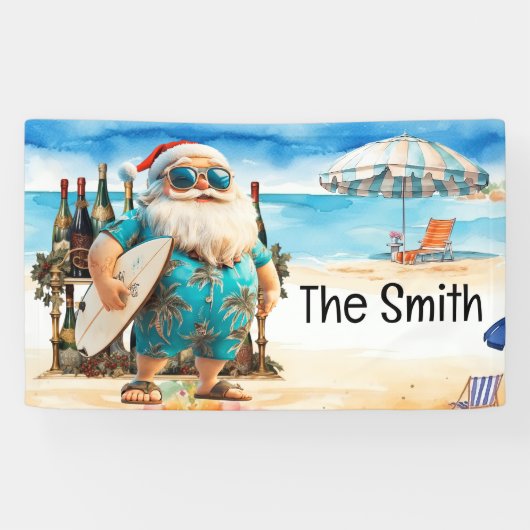 Weihnachten im Juli Weihnachtsmann am Strand Banner (Horizontal)