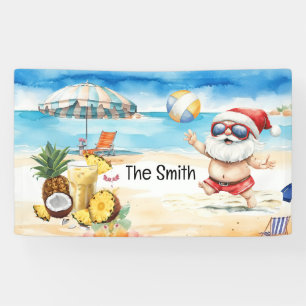 Weihnachten im Juli Weihnachtsmann am Strand Banner