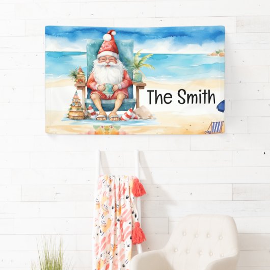 Weihnachten im Juli Weihnachtsmann am Strand Banner (Insitu)
