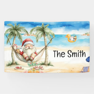 Weihnachten im Juli Weihnachtsmann am Strand Banner