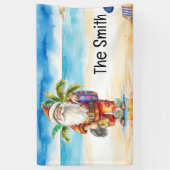 Weihnachten im Juli Weihnachtsmann am Strand Banner (Vertikal)