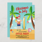 Weihnachten im Juli Weihnachtsmann am Strand Einladung (Vorne/Hinten)