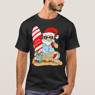 Weihnachten im Juli Weihnachtsmann am Strand mit S T-Shirt