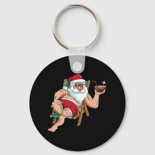 Weihnachten im Juli Weihnachtsmann am Strand Unabh Schlüsselanhänger