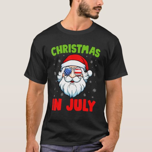 Weihnachten im Juli Weihnachtsmann Sommerbaden T-Shirt (Vorderseite)