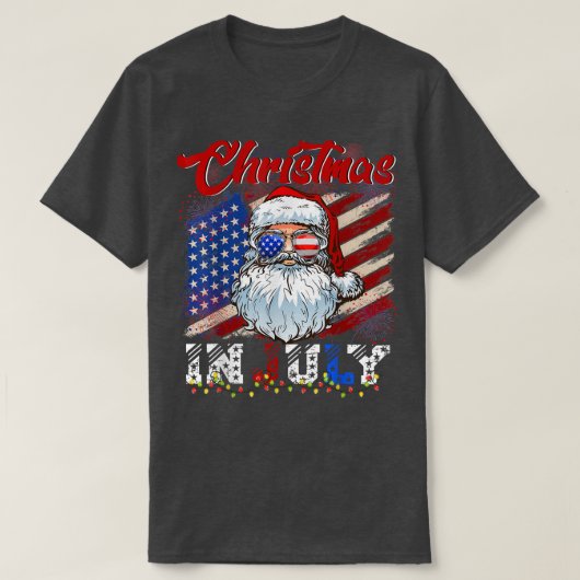 Weihnachten im Juli Weihnachtsmannmütze Amerikanis T-Shirt (Design vorne)