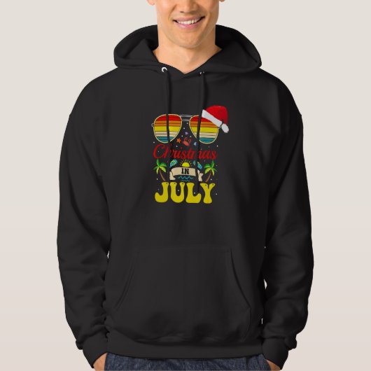 Weihnachten im Juli Weihnachtsmannmütze Sonnenbril Hoodie (Vorderseite)