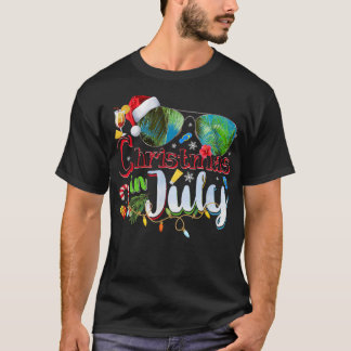 Weihnachten im Juli Weihnachtsmannmütze Sonnenbril T-Shirt