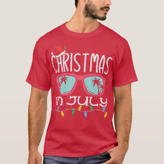 Weihnachten im Juli Weihnachtsmannmütze Sonnenbril T-Shirt