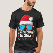 Weihnachten im Juli Weihnachtsmannmütze Sonnenbril T-Shirt (Vorderseite)