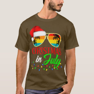 Weihnachten im Juli Weihnachtsmannmütze Sonnenbril T-Shirt