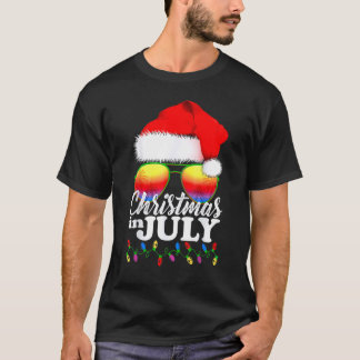 Weihnachten im Juli Weihnachtsmannmütze Sonnenbril T-Shirt