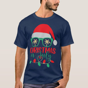 Weihnachten im Juli Weihnachtsmannmütze Sonnenbril T-Shirt
