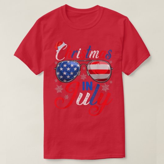 Weihnachten im Juli Weihnachtsmannmütze US Flag So T-Shirt (Design vorne)