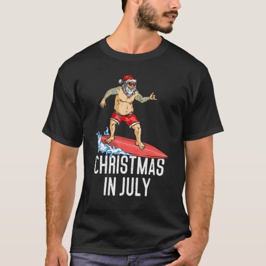 Weihnachten im Juli Weihnachtssurf T-Shirt (Vorderseite)