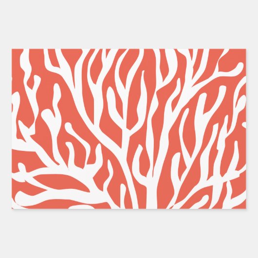 Weihnachten im Juli, weißer Korallenprint Geschenkpapier Set (Vorderseite 3)