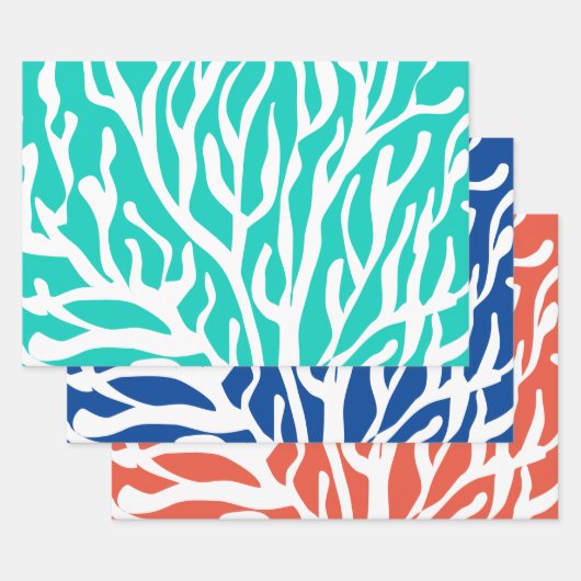 Weihnachten im Juli, weißer Korallenprint Geschenkpapier Set (Set)