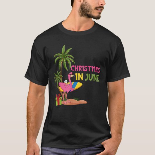 Weihnachten im Juni Flamingo Xmas Sommerurlaub sei T-Shirt (Vorderseite)