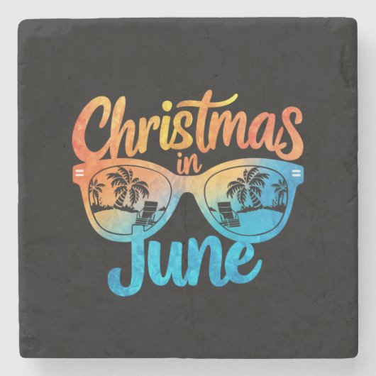 Weihnachten im Juni Sonnenbrille Funny Summer Vaca Steinuntersetzer (Vorderseite)