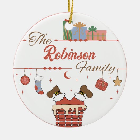 Weihnachten im Kamin Keramik Ornament (Vorne)