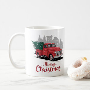 Weihnachten im klassischen LKW im Stil der 50er Ja Kaffeetasse