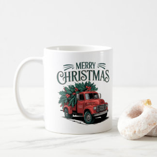 Weihnachten im klassischen LKW im Stil der 50er Ja Kaffeetasse