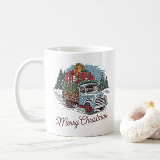 Weihnachten im klassischen LKW im Stil der 50er Ja Kaffeetasse