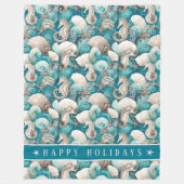 Weihnachten im küstennahen Seepferd Muster#4 ID100 Fleecedecke (Vorderseite)