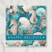 Weihnachten im küstennahen Seepferd Muster#4 ID100 Geschenkanhänger (Vorderseite)