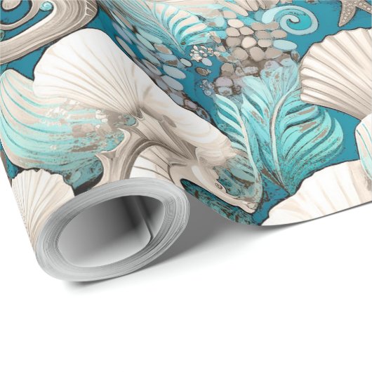 Weihnachten im küstennahen Seepferd Muster#4 ID100 Geschenkpapier (Rolleneckpunkt)