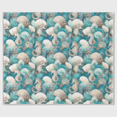 Weihnachten im küstennahen Seepferd Muster#4 ID100 Geschenkpapier (Flach)