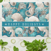 Weihnachten im küstennahen Seepferd Muster#4 ID100 Geschirrtuch (Gefaltet)