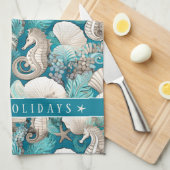 Weihnachten im küstennahen Seepferd Muster#4 ID100 Geschirrtuch (Viertel Falte)