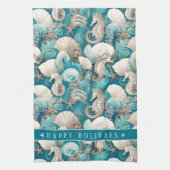 Weihnachten im küstennahen Seepferd Muster#4 ID100 Geschirrtuch (Vertikal)