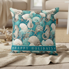 Weihnachten im küstennahen Seepferd Muster#4 ID100 Kissen