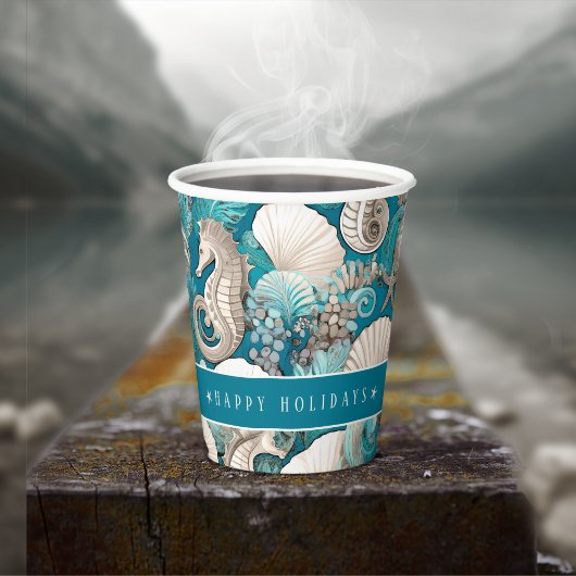 Weihnachten im küstennahen Seepferd Muster#4 ID100 Pappbecher