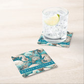 Weihnachten im küstennahen Seepferd Muster#4 ID100 Rechteckiger Pappuntersetzer (Vor Ort)