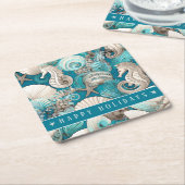 Weihnachten im küstennahen Seepferd Muster#4 ID100 Rechteckiger Pappuntersetzer (angewinkelt)